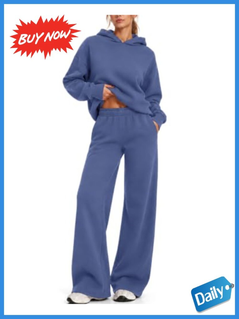Women's Cotton 2 Piece Lounge Set Oversized Hoodie Wide Leg Sweatpants